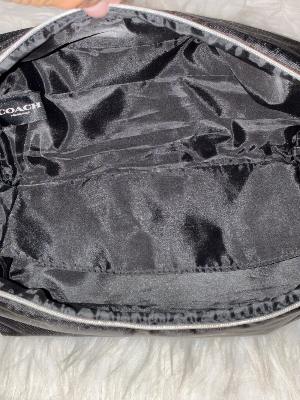 Like New Coach Black Fragrance Toiletry Bag with Silver Zip Unisex
